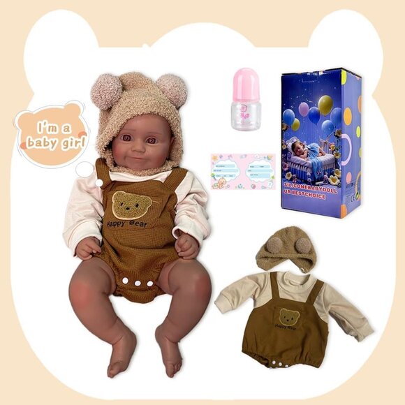 19.88inch Realistic Full Body Silicone Open Eyes Newborn Emma-tan Baby Girl - Picture 5 of 6